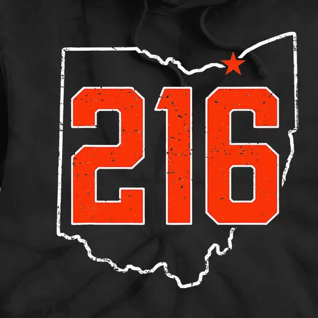 Retro Cleveland 216 Area Code Ohio Outline Tie Dye Hoodie