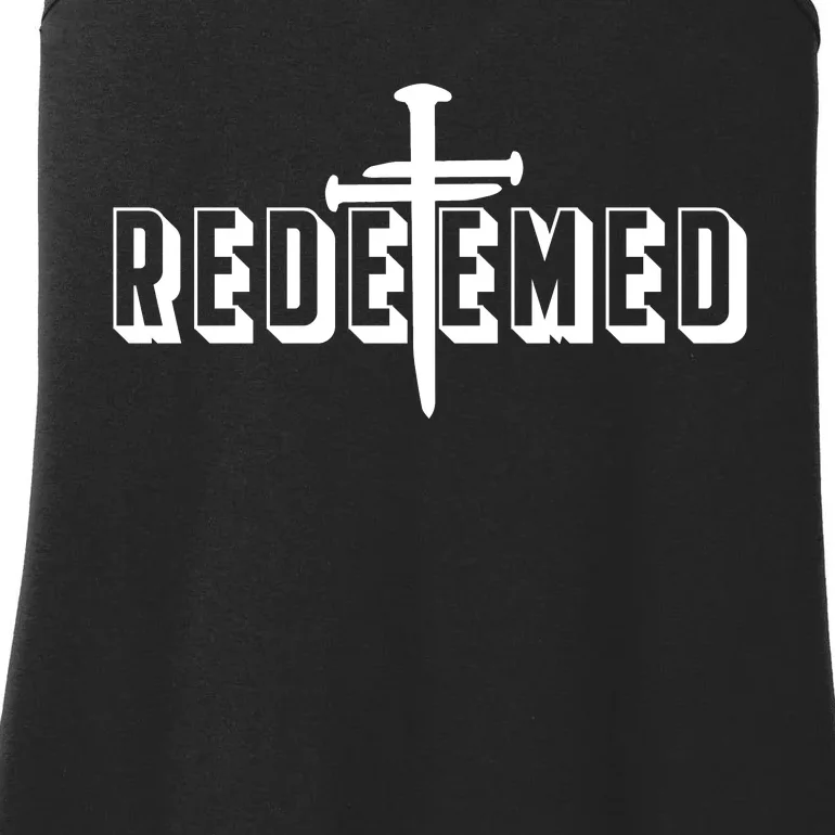 Redeemed Collection 3 Nails Cross Jesus Christ Christian Catholic Ladies Essential Tank