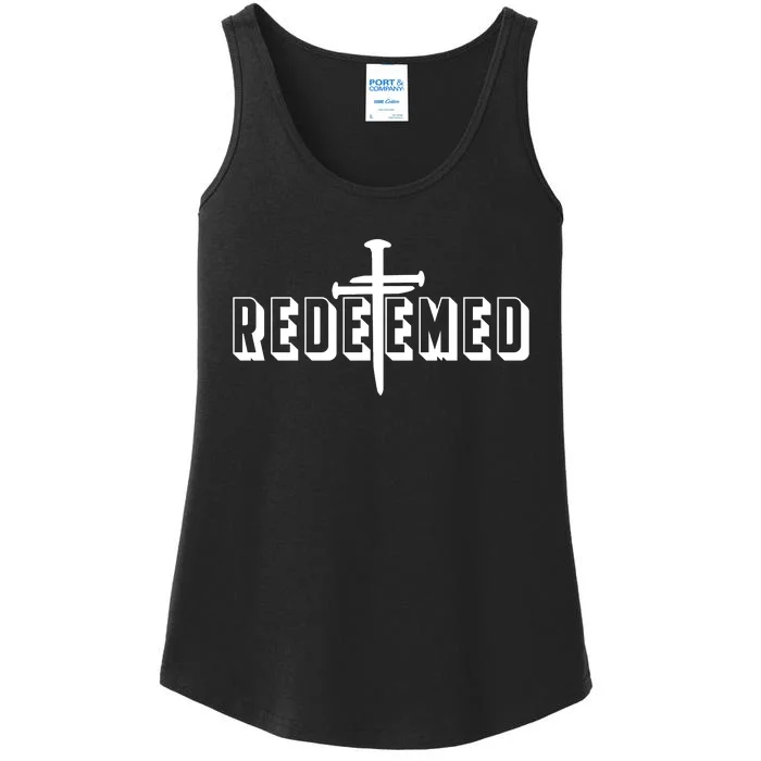 Redeemed Collection 3 Nails Cross Jesus Christ Christian Catholic Ladies Essential Tank