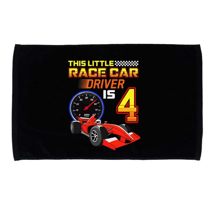 Race Car 4th Birthday 4 Racing Car Driver Microfiber Hand Towel