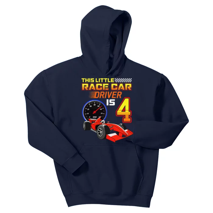 Race Car 4th Birthday 4 Racing Car Driver Kids Hoodie