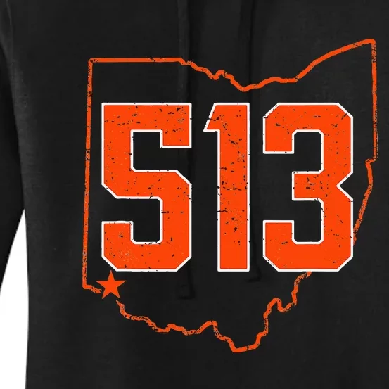 Retro Cincinnati 513 Area Code Ohio Women's Pullover Hoodie