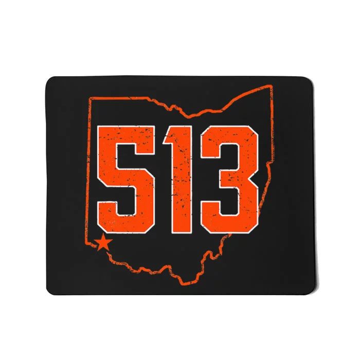 Retro Cincinnati 513 Area Code Ohio Mousepad