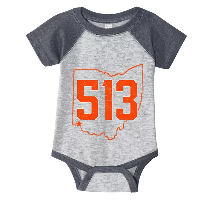 Retro Cincinnati 513 Area Code Ohio Vintage Infant Baby Jersey Bodysuit