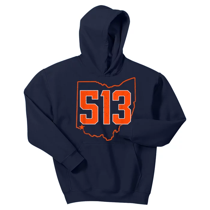 Retro Cincinnati 513 Area Code Ohio Vintage Kids Hoodie