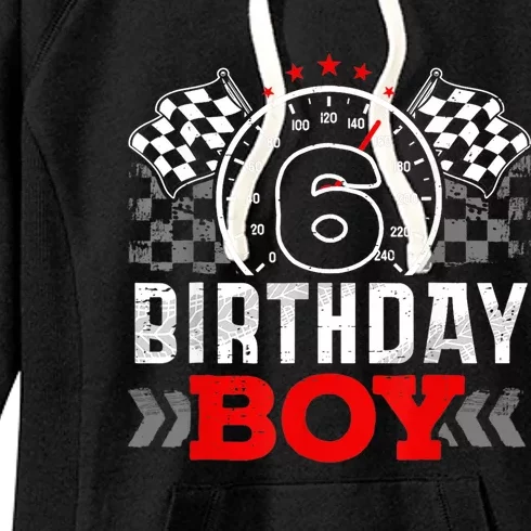 Race Car 6th Birthday Boy Party Racing Car Driver Pit Crew Women's Fleece Hoodie