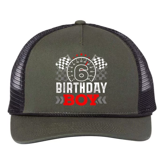 Race Car 6th Birthday Boy Party Racing Car Driver Pit Crew Retro Rope Trucker Hat Cap