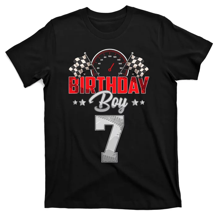 Race Car 7th Birthday Boy Party Racing 7 Year Old Pit Crew T-Shirt