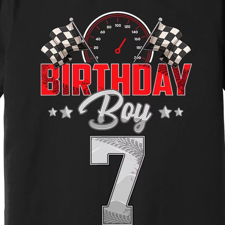 Race Car 7th Birthday Boy Party Racing 7 Year Old Pit Crew Premium T-Shirt