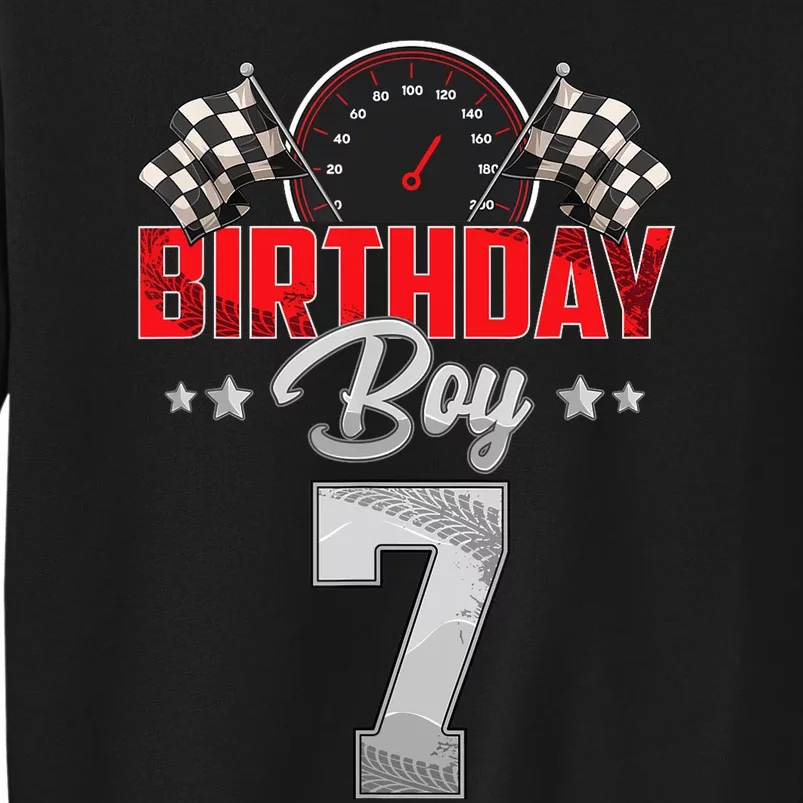 Race Car 7th Birthday Boy Party Racing 7 Year Old Pit Crew Tall Sweatshirt