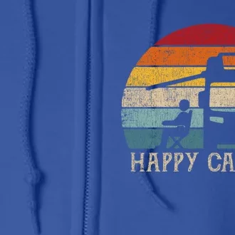 Rv Camping 70s 80s Retro Happy Camper Cool Gift Full Zip Hoodie