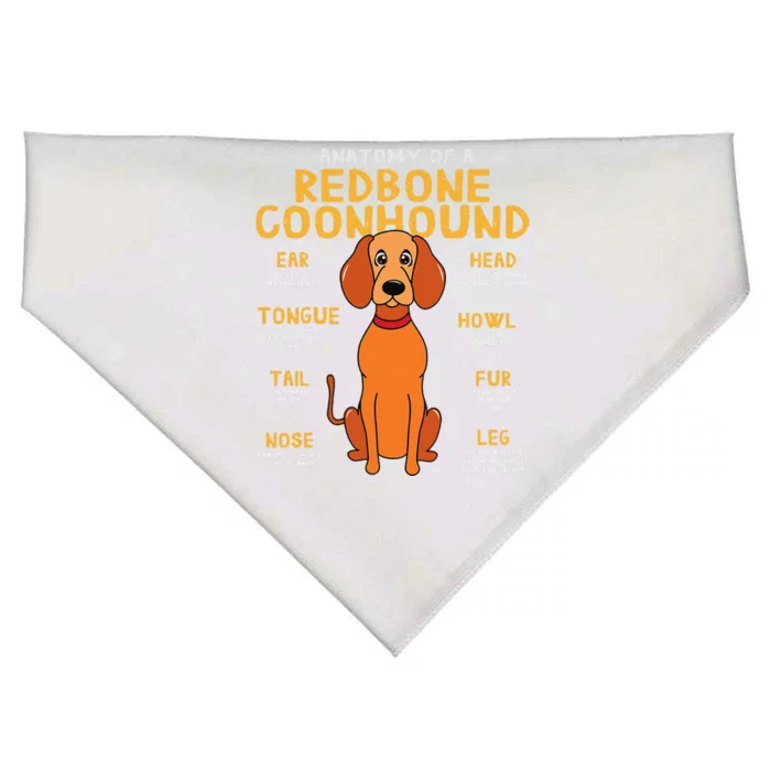 Redbone Coonhound Anatomy Funny Dog Mum Dad USA-Made Doggie Bandana