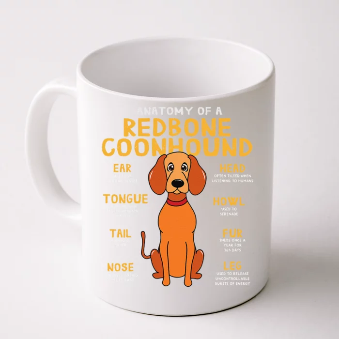 Redbone Coonhound Anatomy Funny Dog Mum Dad Front & Back Coffee Mug