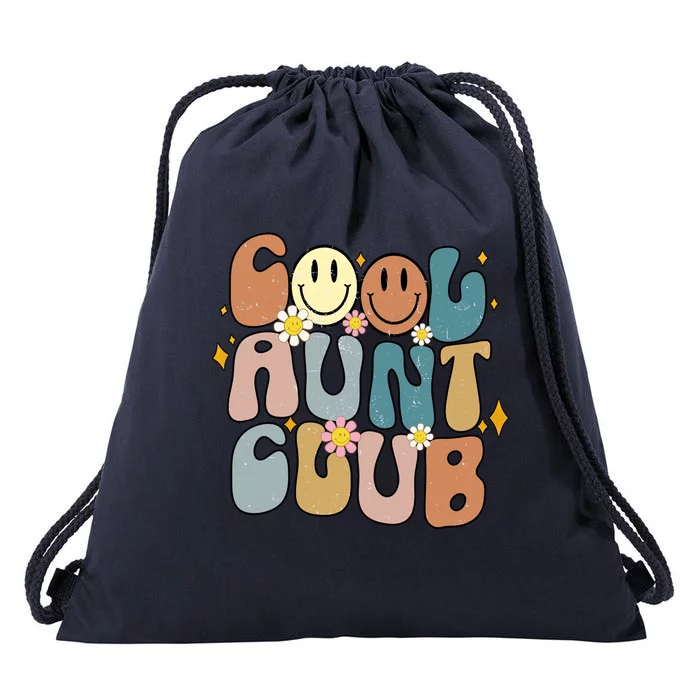 Retro Cool Aunt Club Groovy Colorful Aunties Funny Cute Gift Drawstring Bag