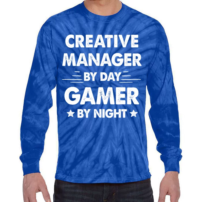 Retro Creative Ager By Day Gamer By Night Gift Tie-Dye Long Sleeve Shirt