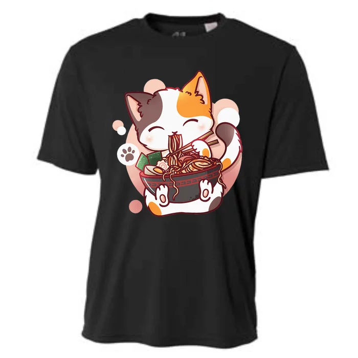 Ramen Cat Anime Kawaii Neko Japanese Cooling Performance Crew T-Shirt