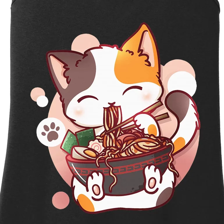 Ramen Cat Anime Kawaii Neko Japanese Ladies Essential Tank