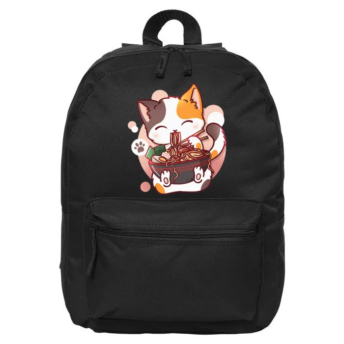 Ramen Cat Anime Kawaii Neko Japanese 16 in Basic Backpack