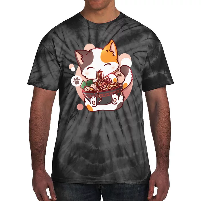 Ramen Cat Anime Kawaii Neko Japanese Tie-Dye T-Shirt