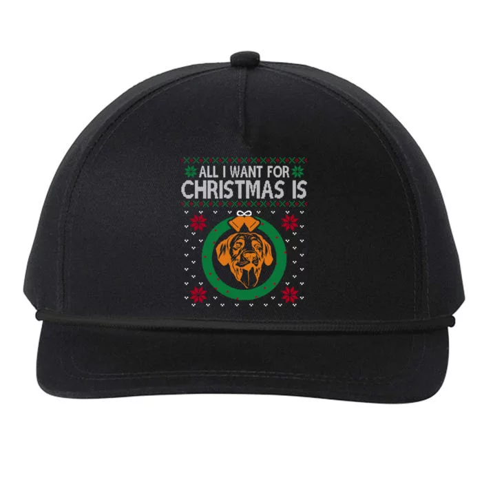 Retrievers Christmas All I Want For Christmas Is Retrievers Gift Snapback Five-Panel Rope Hat