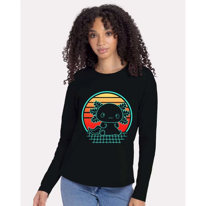 Retro Cute Axolotl Vintage 80s Style Axolotl Lovers Womens Cotton Relaxed Long Sleeve T-Shirt