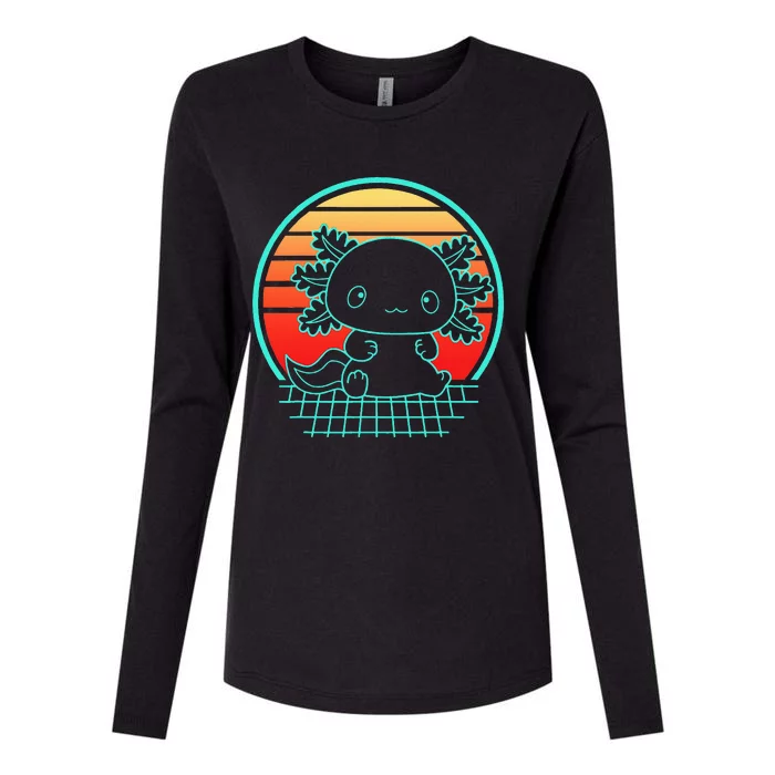 Retro Cute Axolotl Vintage 80s Style Axolotl Lovers Womens Cotton Relaxed Long Sleeve T-Shirt