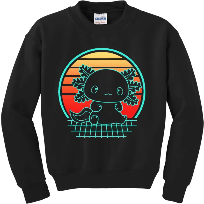 Retro Cute Axolotl Vintage 80s Style Axolotl Lovers Kids Sweatshirt