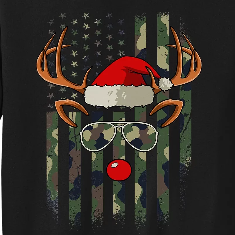 Reindeer Camo American Flag Christmas Pajama XMas Veteran Sweatshirt