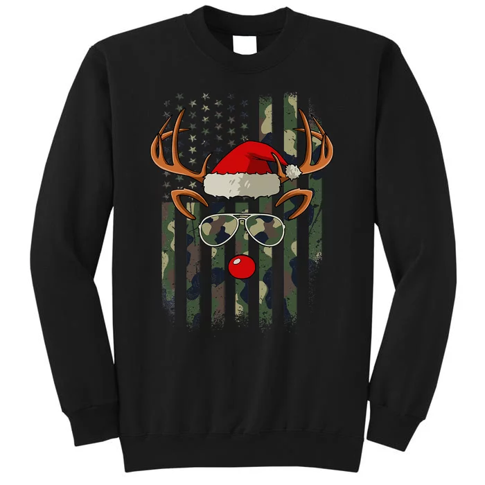 Reindeer Camo American Flag Christmas Pajama XMas Veteran Sweatshirt