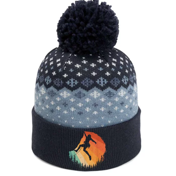 Rock Climbing Art Mountain Climber Bouldering The Baniff Cuffed Pom Beanie