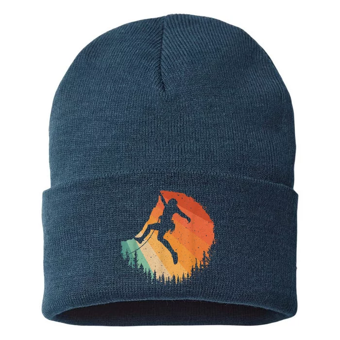 Rock Climbing Art Mountain Climber Bouldering Sustainable Knit Beanie