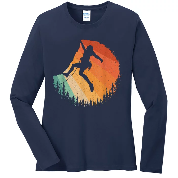 Rock Climbing Art Mountain Climber Bouldering Ladies Long Sleeve Shirt