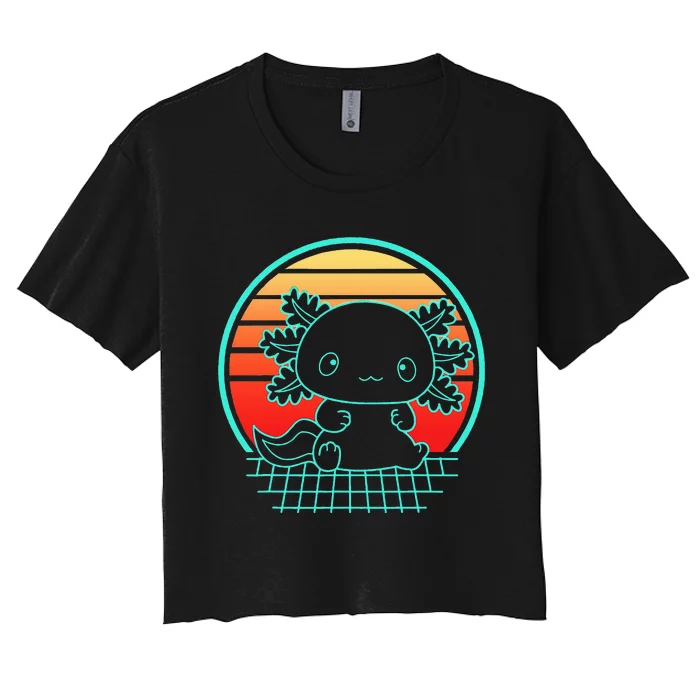 Retro Cute Axolotl Vintage 80s Style Axolotl Lovers Women's Crop Top Tee