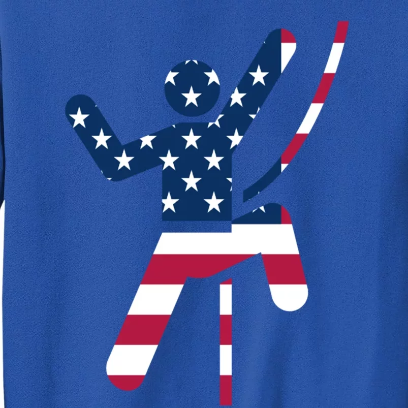 Rock Climbing American Flag Silhouette Gift Sweatshirt