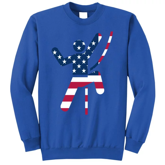 Rock Climbing American Flag Silhouette Gift Sweatshirt