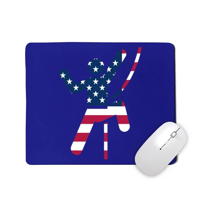 Rock Climbing American Flag Silhouette Gift Mousepad