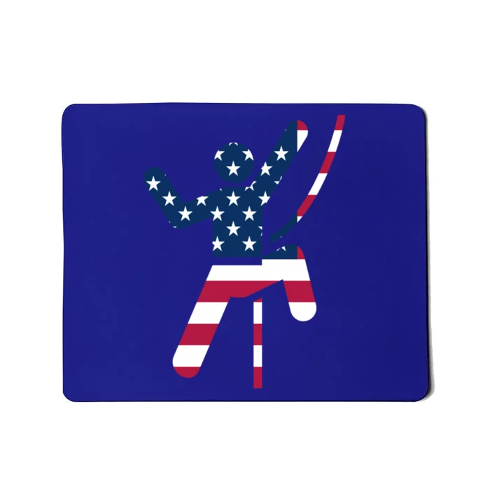 Rock Climbing American Flag Silhouette Gift Mousepad