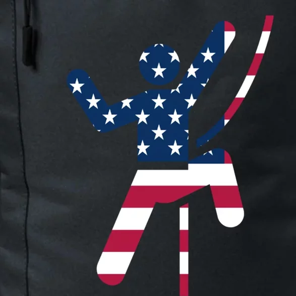 Rock Climbing American Flag Silhouette Gift Daily Commute Backpack