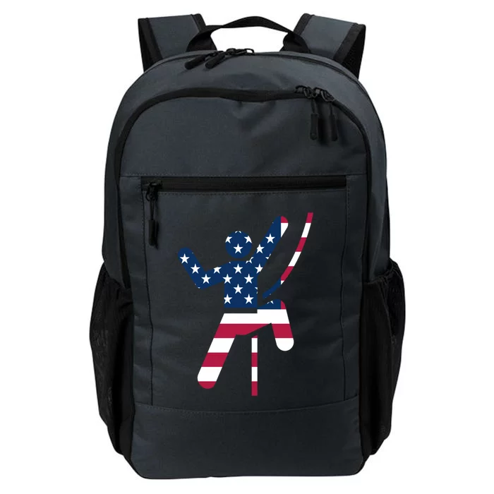 Rock Climbing American Flag Silhouette Gift Daily Commute Backpack