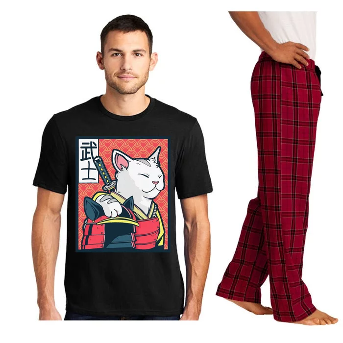 Retro Catzilla Ancient Japanese Cat Art - Anime Ninja Cat Pajama Set