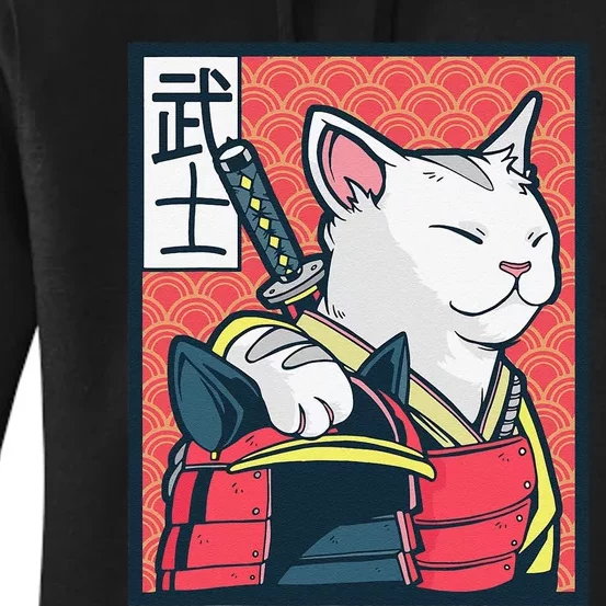 Retro Catzilla Ancient Japanese Cat Art - Anime Ninja Cat Women's Pullover Hoodie