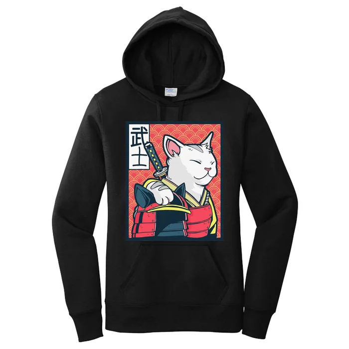 Retro Catzilla Ancient Japanese Cat Art - Anime Ninja Cat Women's Pullover Hoodie