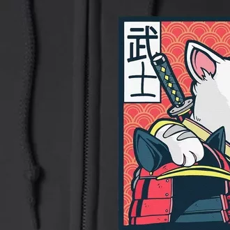 Retro Catzilla Ancient Japanese Cat Art - Anime Ninja Cat Full Zip Hoodie