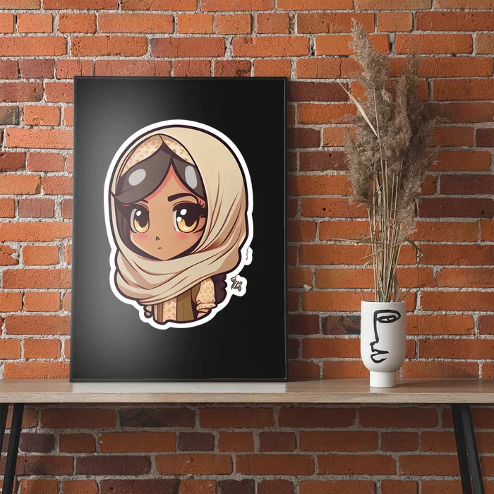 Ramadan Cute Anime Arab Hijab Head Scarf Beautiful Gift Ramadan Mubarak Poster