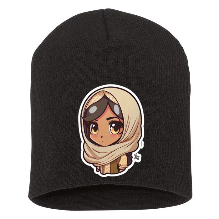 Ramadan Cute Anime Arab Hijab Head Scarf Beautiful Gift Ramadan Mubarak Short Acrylic Beanie