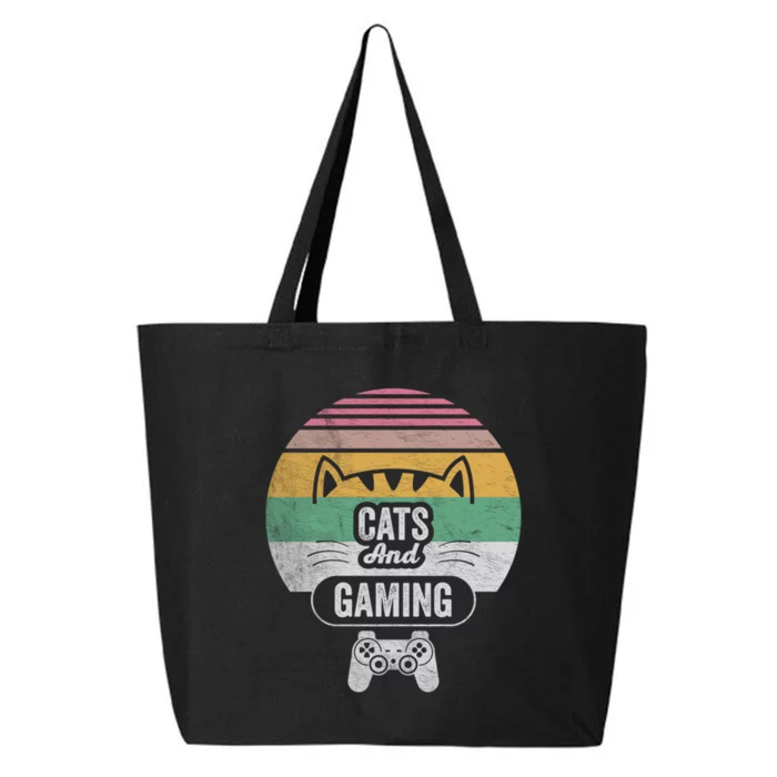 Retro Cats And Gaming Funny Cat Lover Gaming Gifts Gamer 25L Jumbo Tote