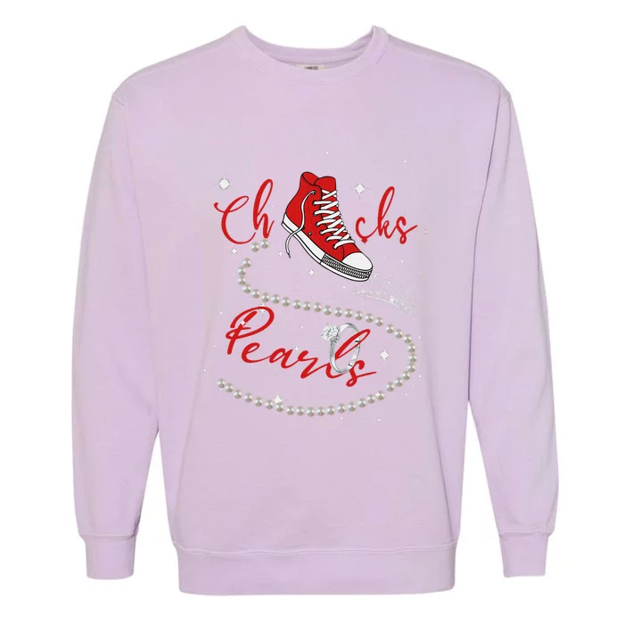 Red Chucks And Pearls Gift Garment-Dyed Sweatshirt