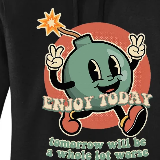 Retro Cartoon Bomb Nihilism Classic Fit Crew Neck Women's Pullover Hoodie