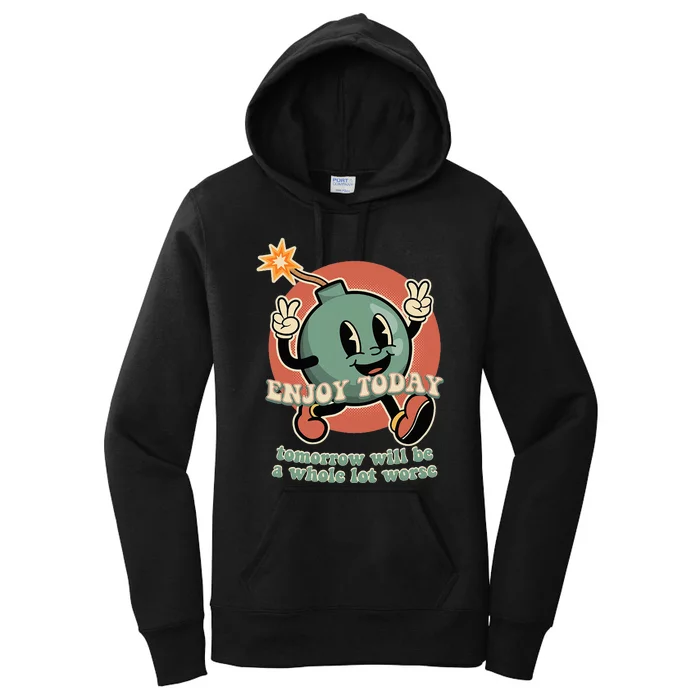 Retro Cartoon Bomb Nihilism Classic Fit Crew Neck Women's Pullover Hoodie