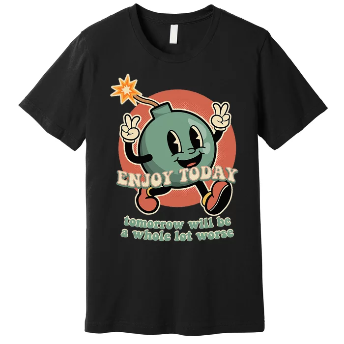 Retro Cartoon Bomb Nihilism Classic Fit Crew Neck Premium T-Shirt